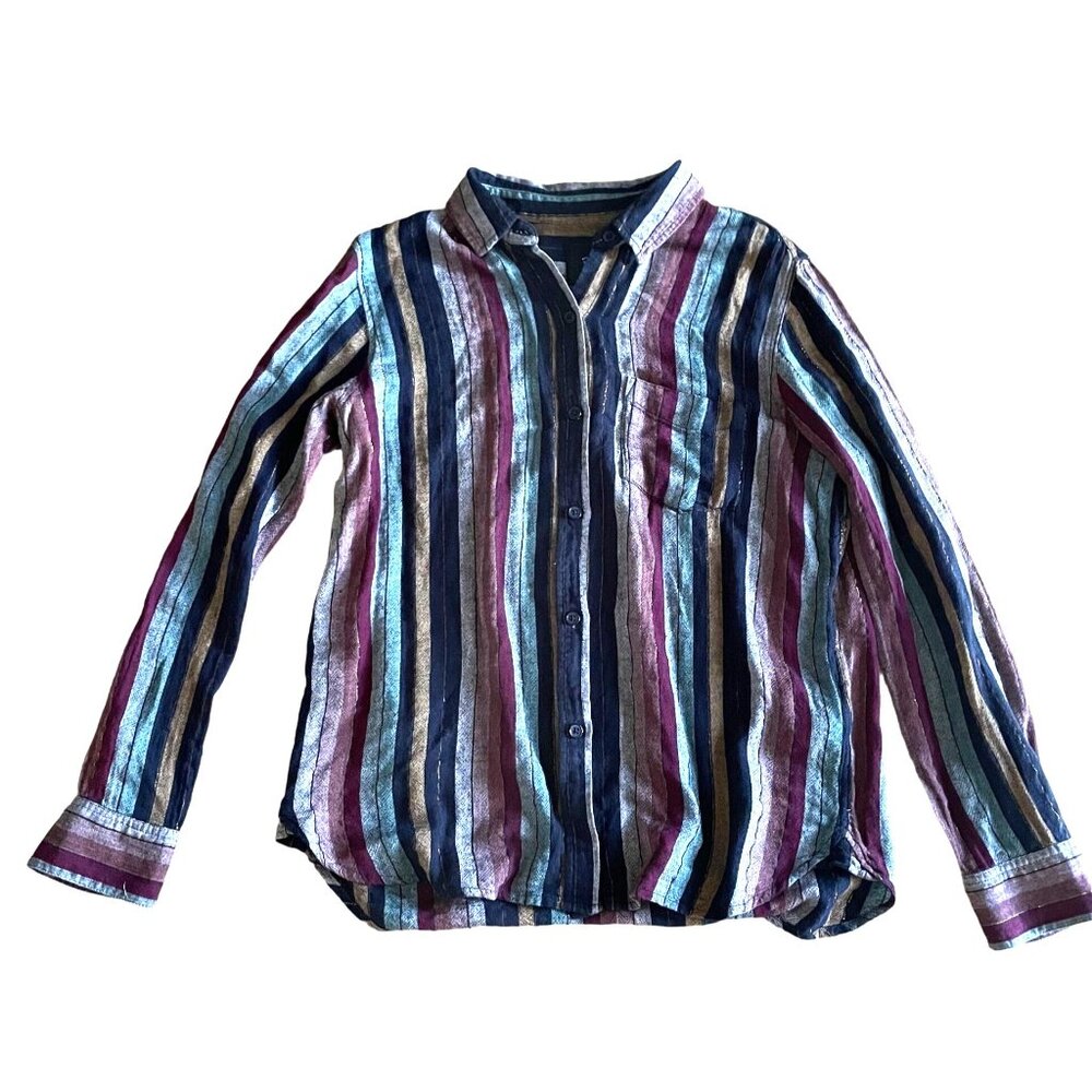 Rails Charli Varadero Striped Linen Button-Up Top… - image 2